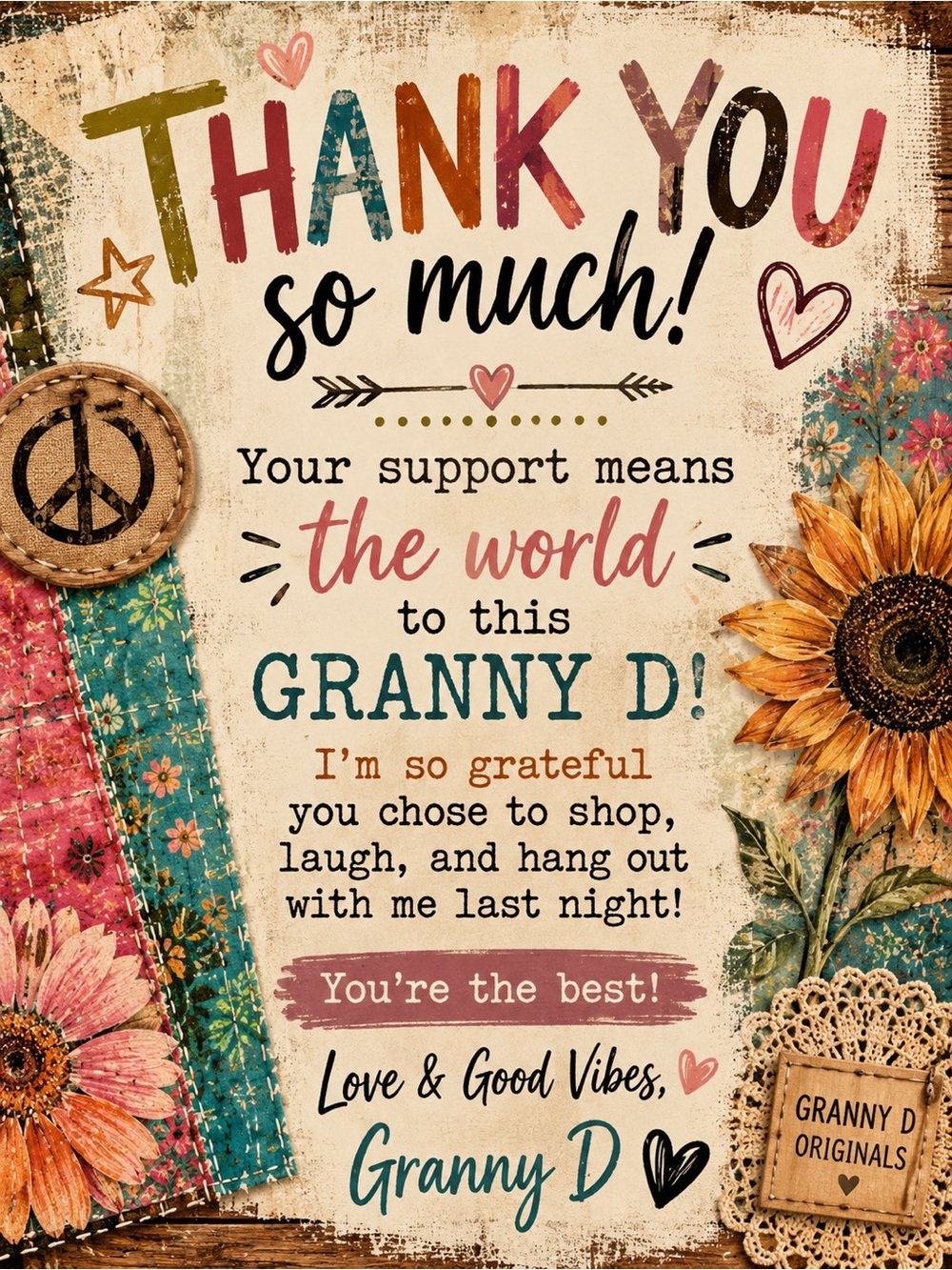 Granny D Buyer’s Appreciation Free Shipping 🌸💕🌸
